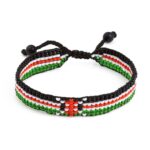 Kenya Flag Bracelet_ Handmade Bracelet, Adjustable Beaded Boho-Style Rope Bangle with Patriotic Design