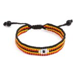 Uganda Flag Bracelet_ Handmade Bracelet, Adjustable Beaded Boho-Style Rope Bracelet with Patriotic Design