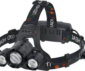 Headlamp Rechargeable 6000 Lumens Super Brightest 4 Modes Head Lamp for Adults Zoom Waterproof Headlight 90°Angle Adjustable Head Lights for Outdoor Camping Hunting Running Hiking