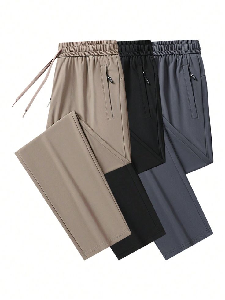 Men's Loose Lightweight Sports Pants, With Zipper Pocket, 1pc Ice Silk Elastic Quick-Drying Drawstring Suitable For Hiking, Jogging, Cycling, Outdoor Fitness